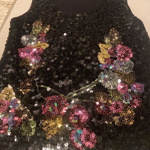 Vintage Very Important Pieces Sequin Floral Tank Top Size L - Picture 7 of 7
